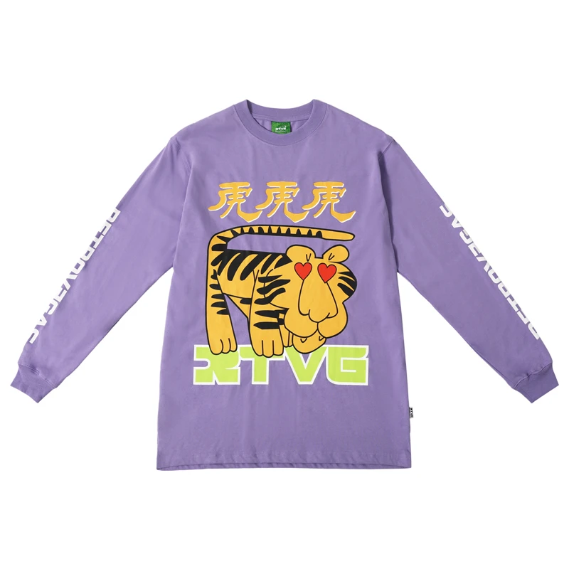 RTVG RETROVEGAS 街头潮流潮牌爱心虎卡通夏季长袖T恤
