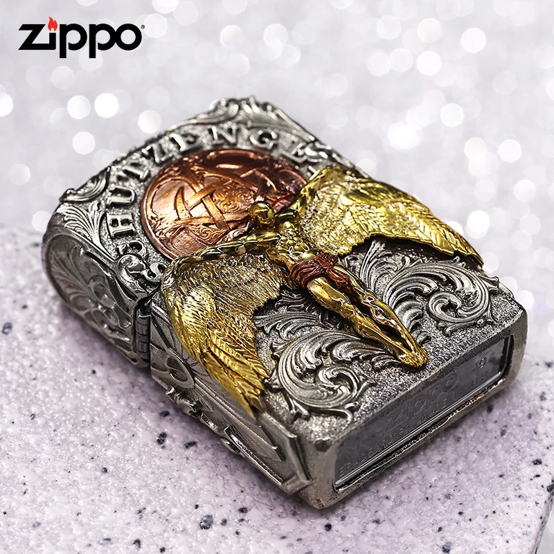 ZIPPO打火机DIY重机守护天使个性男士防风原装立体高档精DY8902TJ