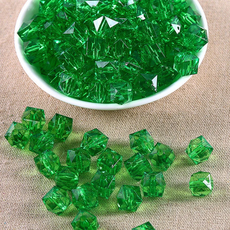 10mm透明绿色方珠满天星珠子串珠花束 亚克力菱形 太阳花 玫瑰花