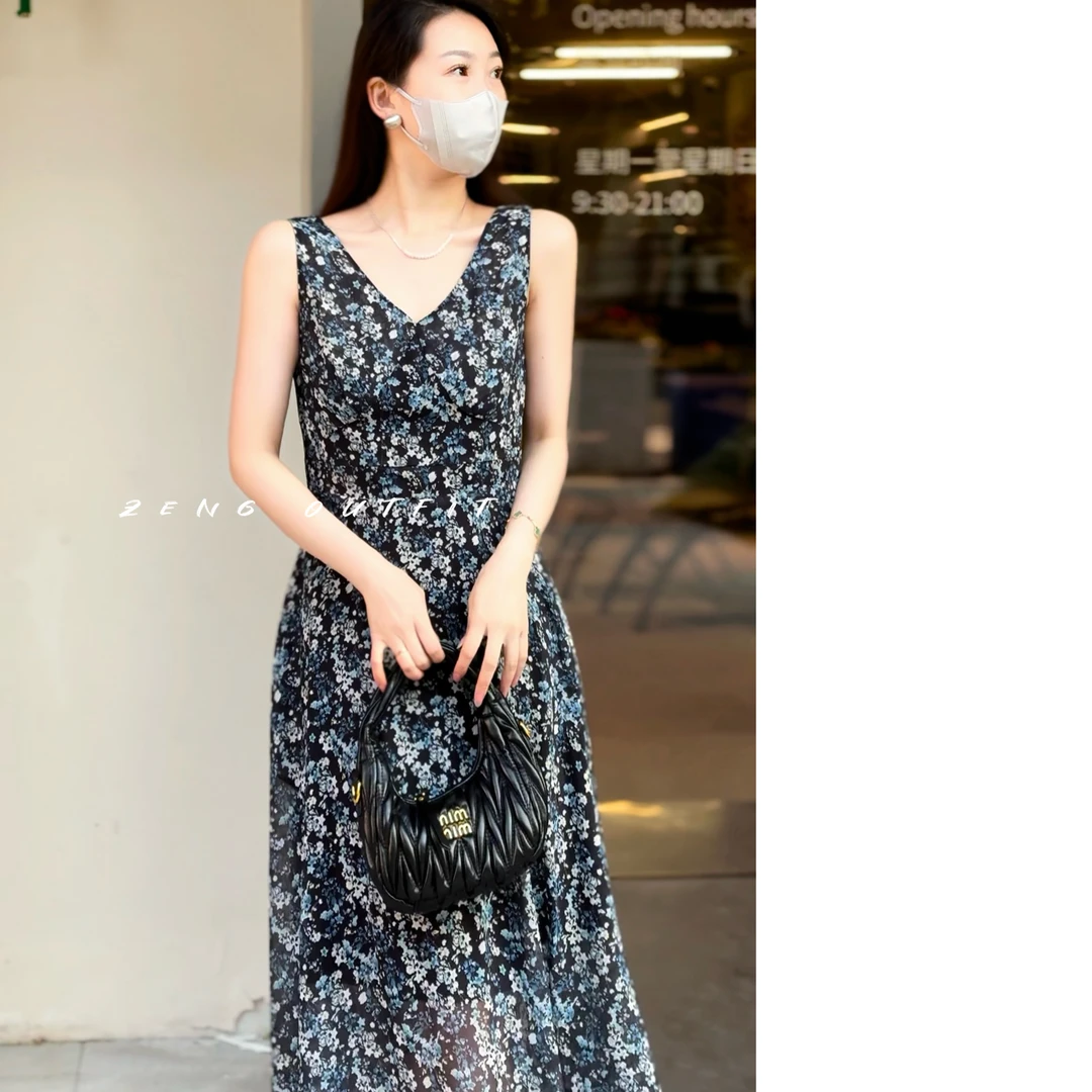 Floral Print Lux印花裙系列2025女士韩系碎花无袖大摆连衣裙24