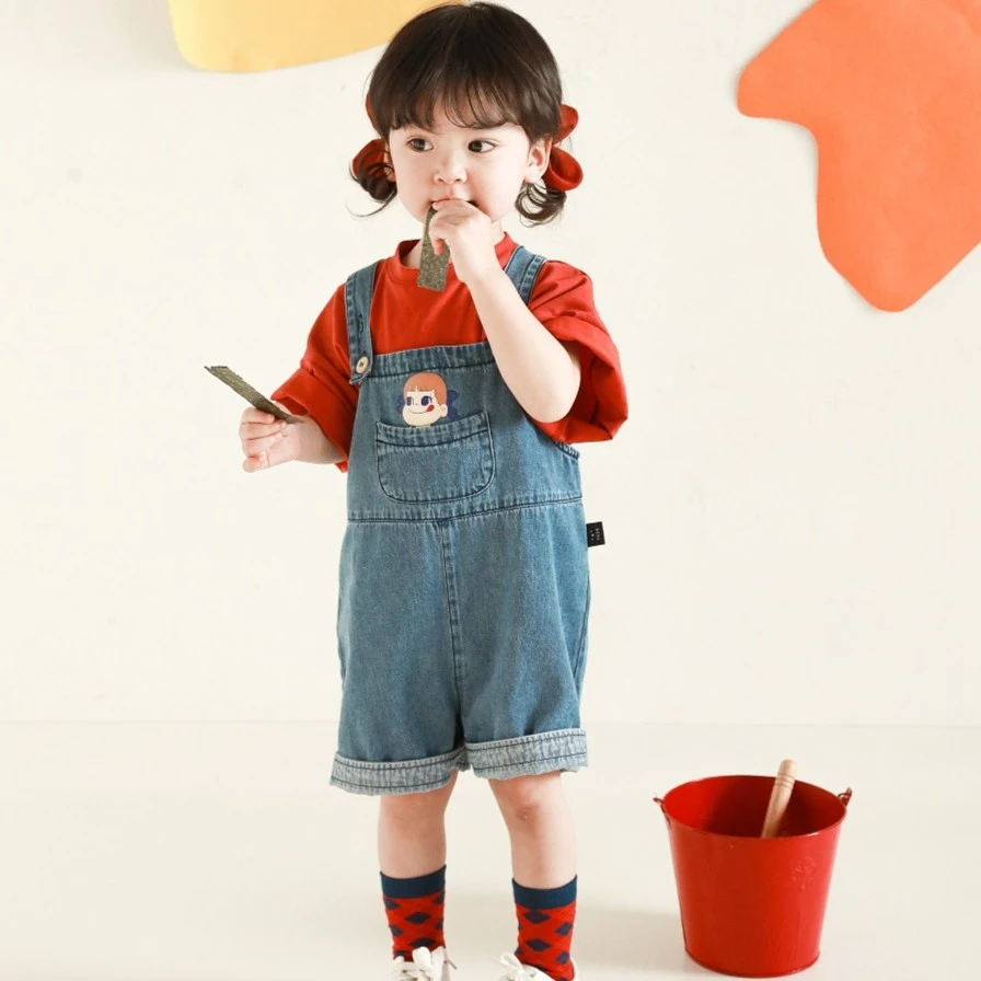 YOEHYAUL/幼悠夏季牛仔不二家休闲背带儿童宝宝男女童短裤 X2940