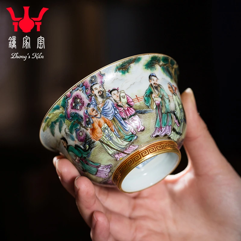 钟家窑陶瓷主人杯景德镇高端珐琅彩群星祝寿茶杯专用个人高档茶器