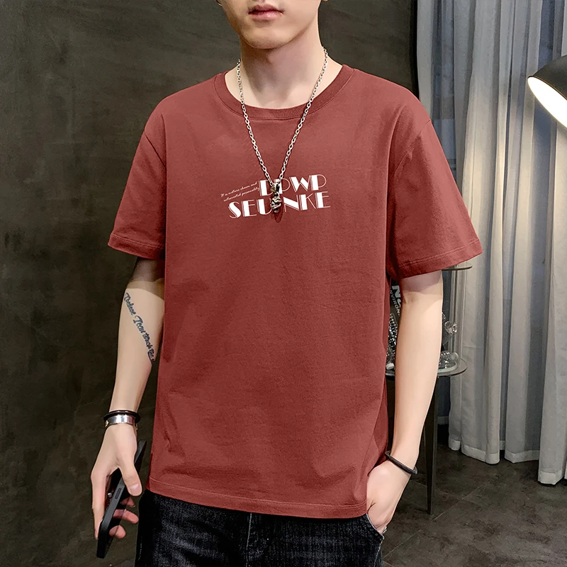 2025新款纯棉短袖t恤男夏季宽松圆领上衣服全棉半袖体恤潮流百搭