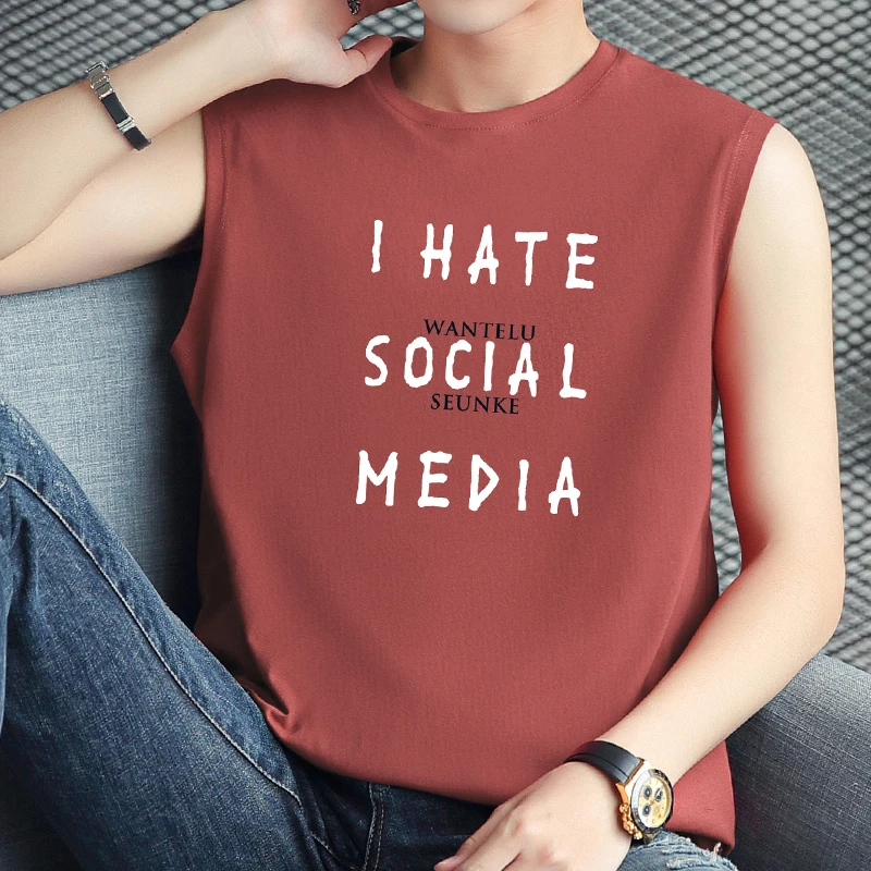 背心男士夏季纯棉无袖t恤潮流宽松运动坎肩篮球跨栏健身外穿汗衫