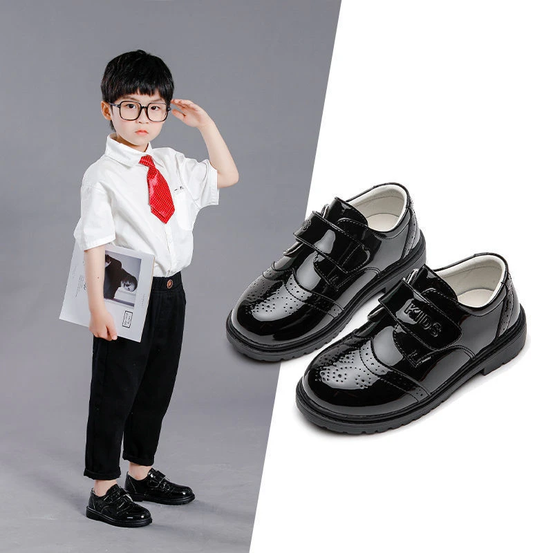 男童鞋子春秋男孩黑色舞蹈皮鞋英伦风小学生中大童防滑儿童演出鞋