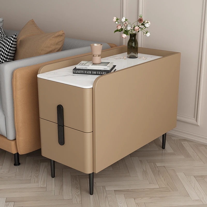 轻奢网红沙发边柜30宽实木皮质茶几超窄夹缝侧边柜25宽客厅储物柜
