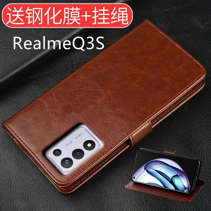 realmeQ3S手机壳RMX3461保护皮套RMX3463真我q3s翻盖防摔全包硅胶