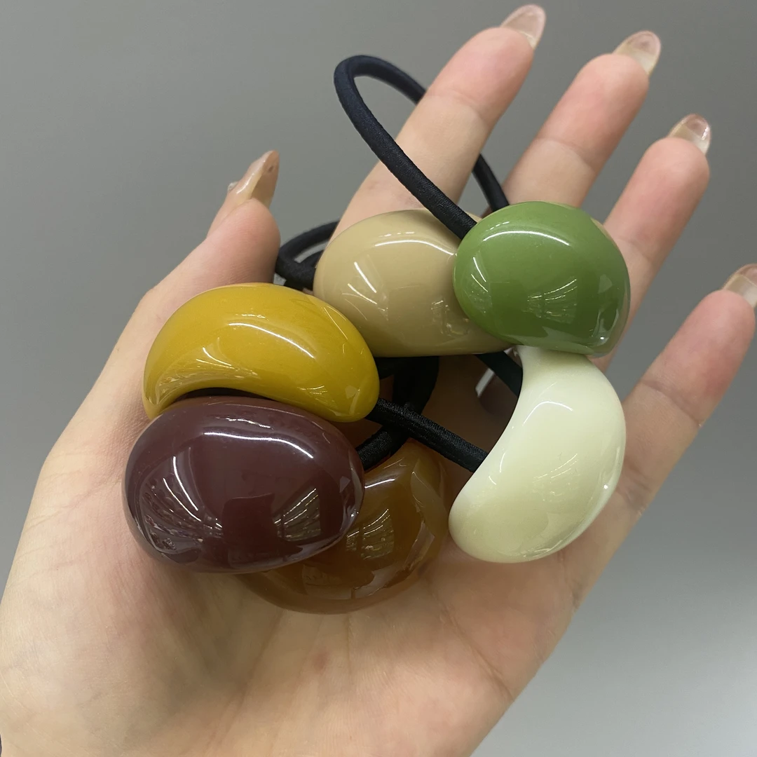彩色亚克力半圆发圈高弹皮筋