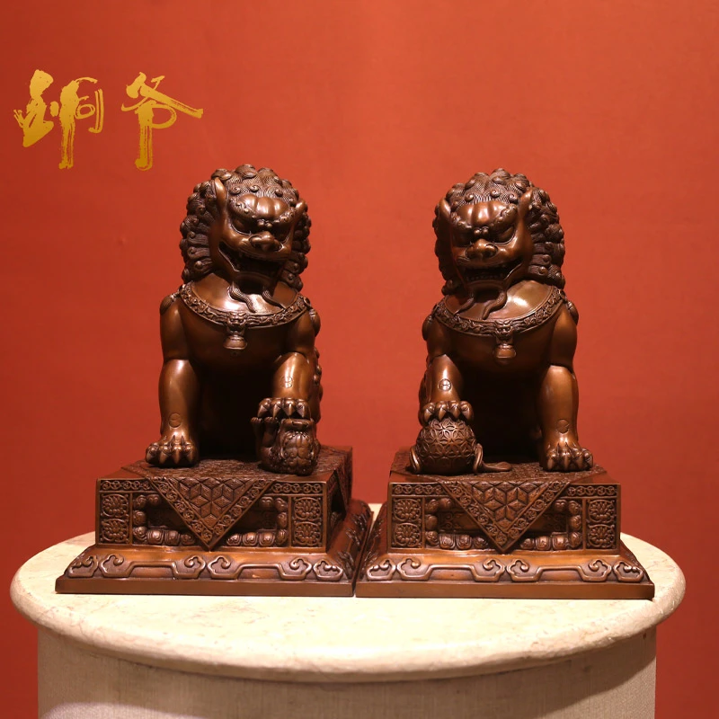 铜爷25#太和门狮 紫铜铜器居家玄关办公室书房摆件礼品铜工艺品
