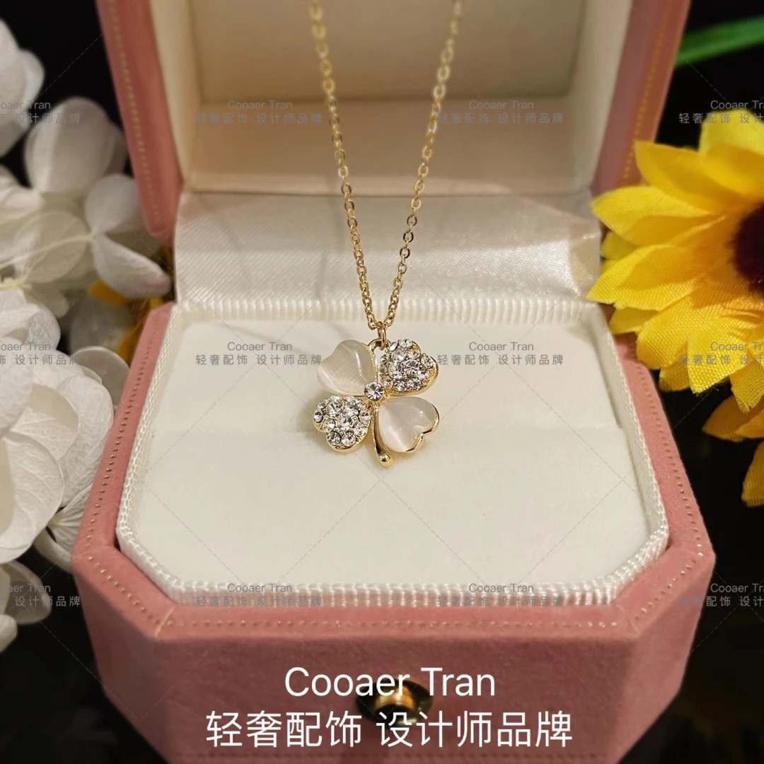 COOAER TRAN 铜合金项链 【夏日星河】微镶喵喵石项链女XL1066#