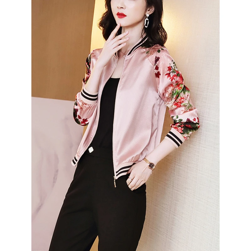 棒球服上衣女2023年春季新款长袖短外套时尚减龄开衫