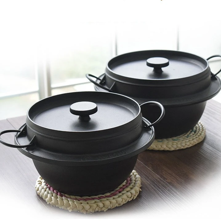 日本南部铁器炖锅加厚铸铁锅双耳蒸米饭锅煮炖多用汤锅无涂层