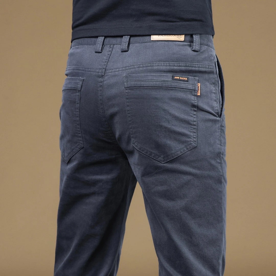 MR.MUDI/穆迪先生纯棉长绒棉休闲裤直筒修身男裤