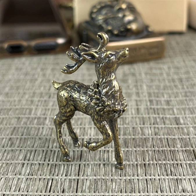 纯铜摆件小鹿桌面休闲摆饰个性客厅办公室家居摆件纯黄铜实心礼品