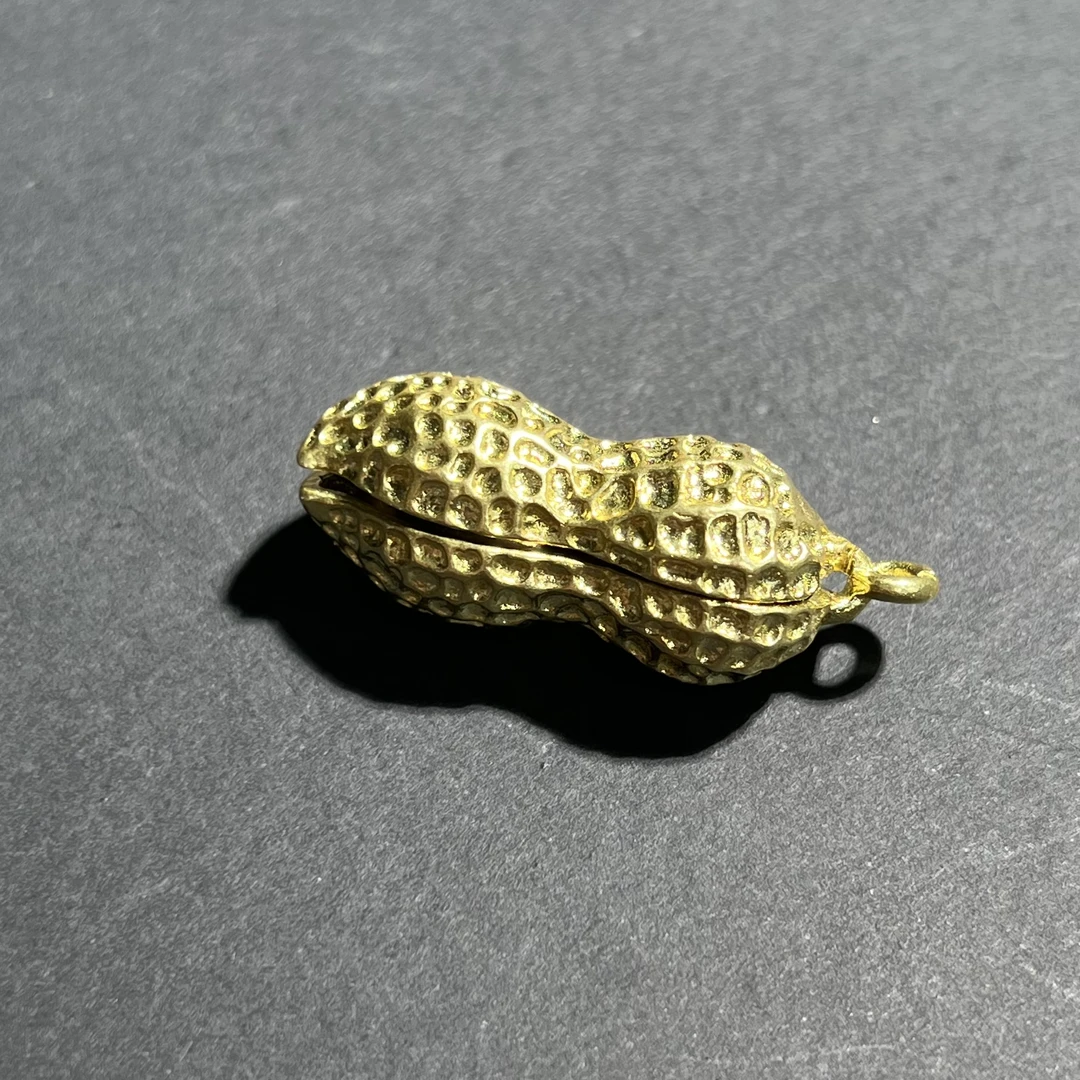 黄铜制作开口花生钥匙扣箱包挂件个性项链吊坠仿真花生生生不息