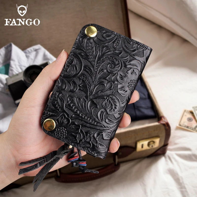 男士真皮钥匙包大容量头层牛皮零钱包女卡包复古皮雕汽车锁匙包潮