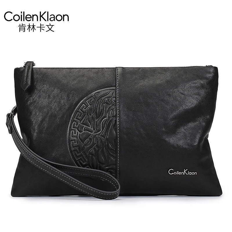 CoilenKlaon男士手包青年商务休闲真皮大容量手包头层牛皮手拿包