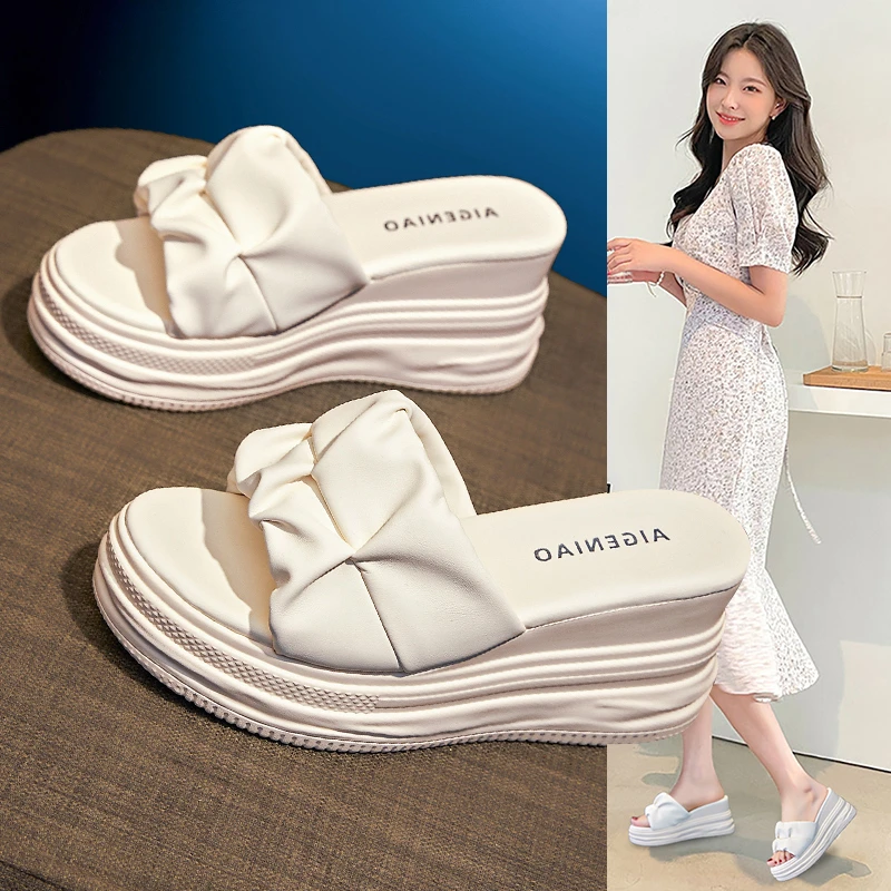 增高8cm拖鞋女夏外穿时尚2023新款百搭仙女风厚底增高一字凉拖鞋