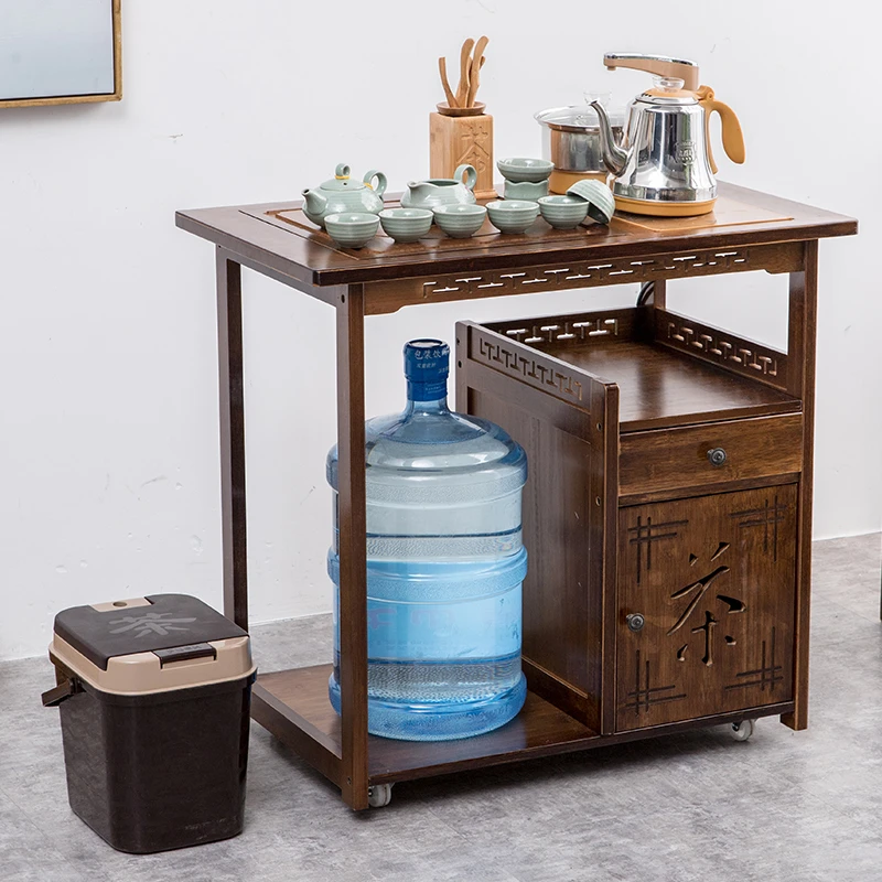 移动茶水柜竹茶具收纳柜茶几带轮功夫茶台小茶桌泡茶车客厅茶水台