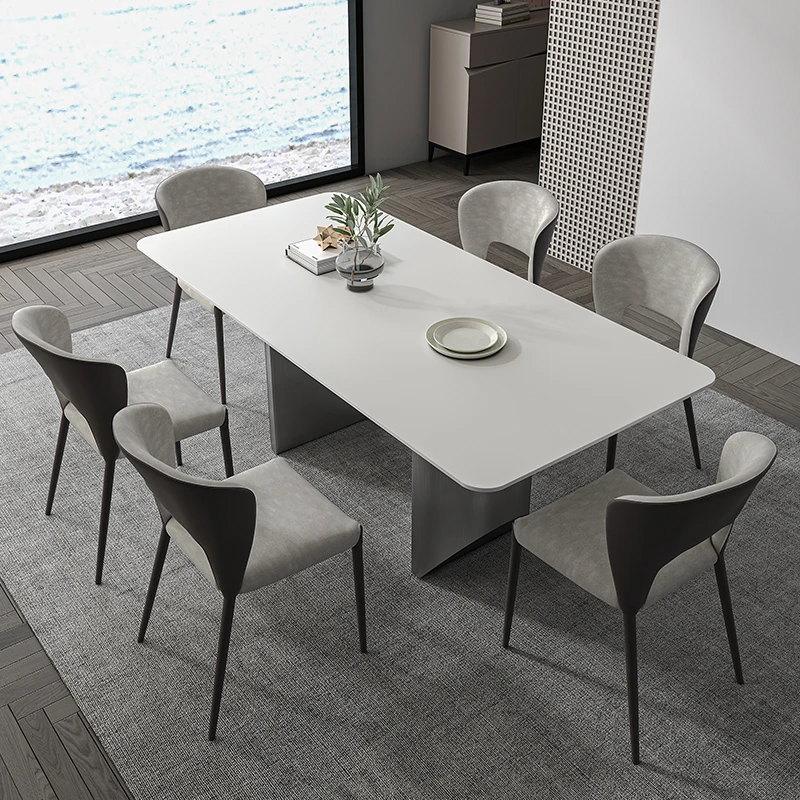 玛速德利丰岩板餐桌椅组合家用长方形客厅轻奢北欧极简饭桌子