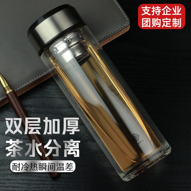 怡乐雅双层高硼硅耐热玻璃杯男女士家用高档车载水杯隔热透明杯子