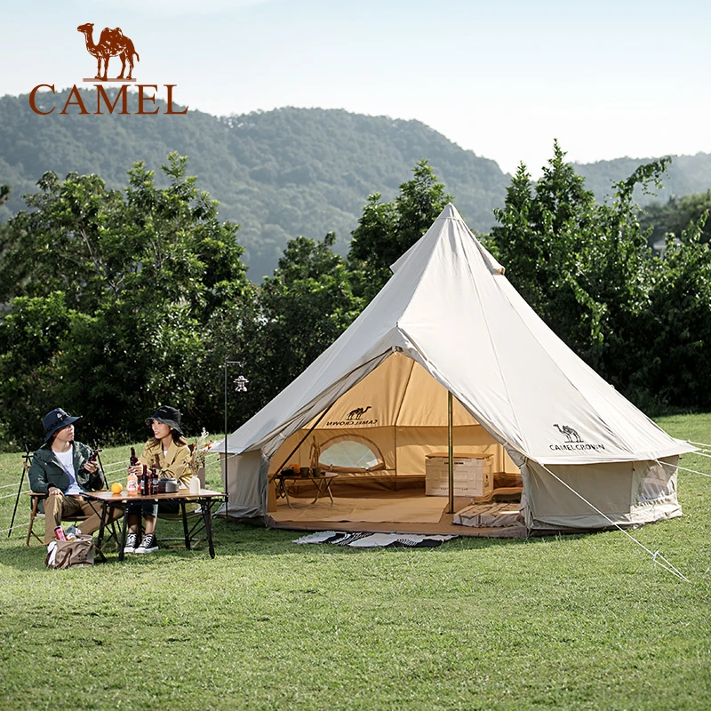 【隐】CAMEL/骆驼户外可折叠大型金字塔棉布帐篷露营防风防雨蒙古包