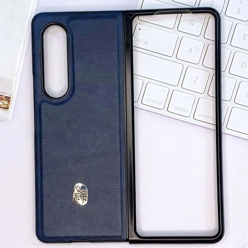 适用于三星Zfold3手机壳W22复古皮套保护壳上下盖F9260老花经典纹