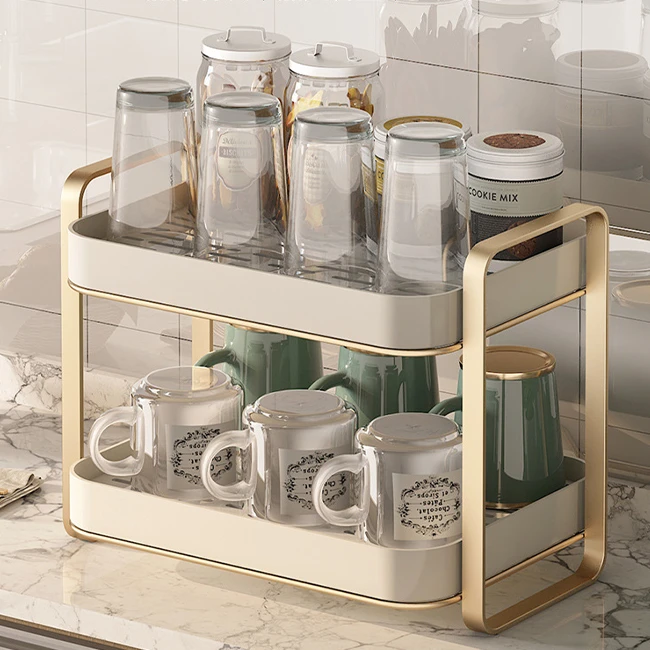 杯架子置物架水杯倒挂放玻璃杯晾放茶杯茶具收纳架子双层沥水托盘