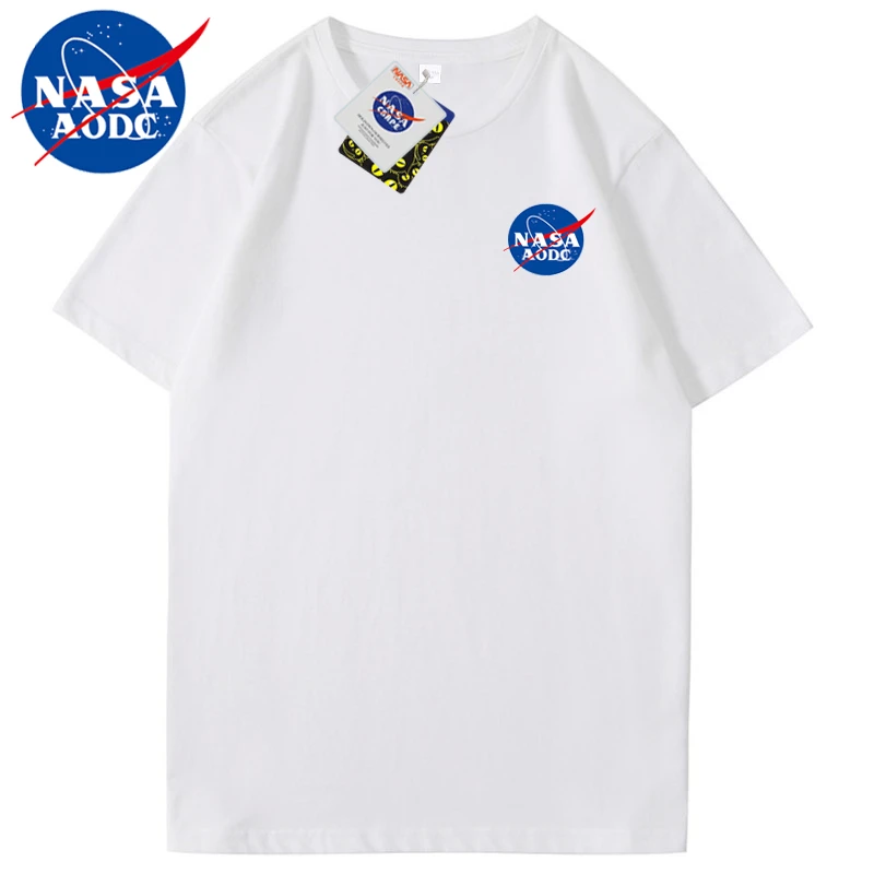 NASADIEU联名短袖T恤男生夏季宽松时尚圆领纯棉潮牌美式体恤情侣