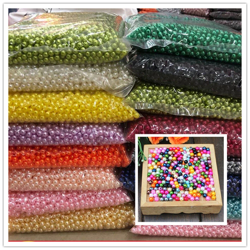 不掉皮6-10mm仿珍珠DIY手工材料串珠女饰品配件珠子散珠彩色珍珠