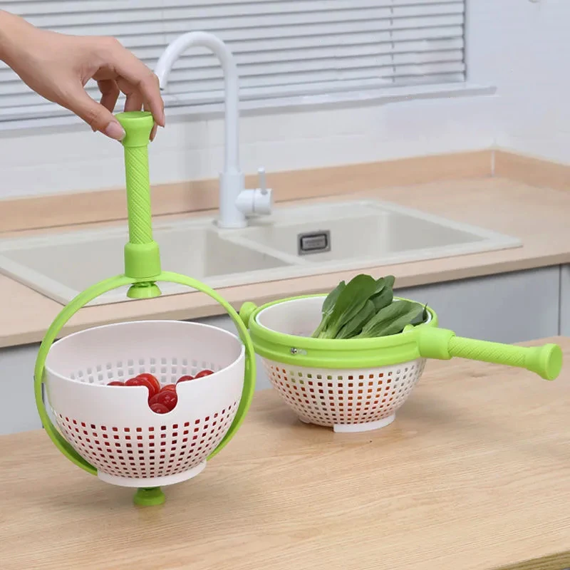 【御慕】旋转沥水篮洗菜滤水器蔬菜沙拉旋转清洗器多功能淘米厨房用