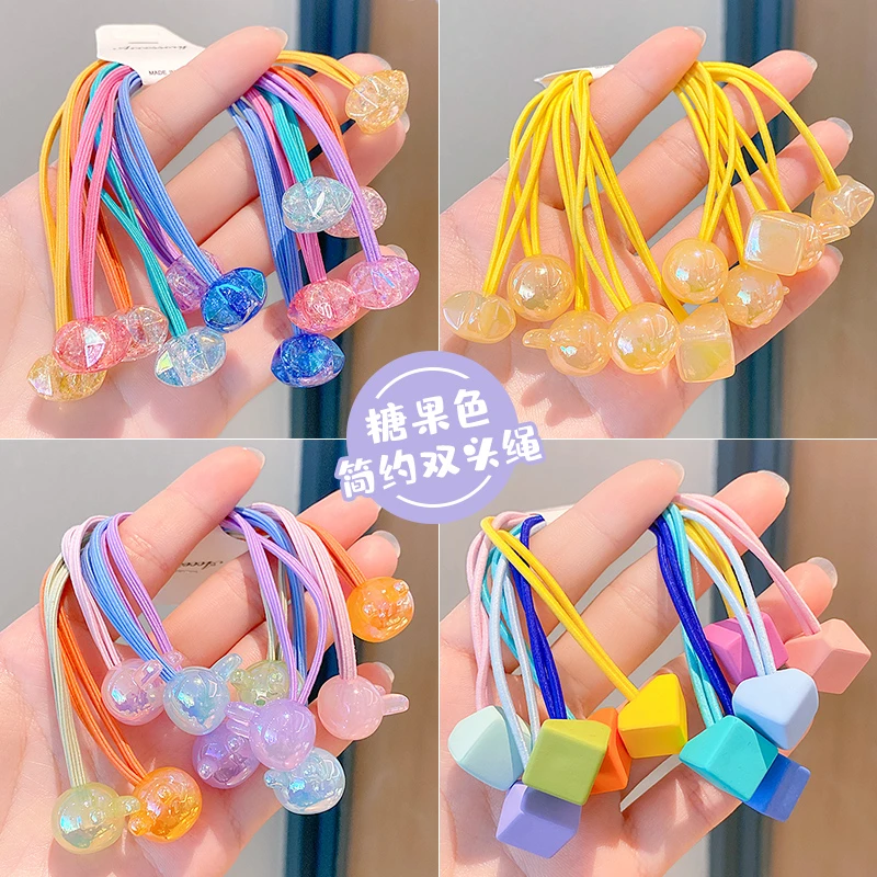 韩版女童双头网红爱心五角星扎头绳宝宝发圈高弹力可爱简约不伤发