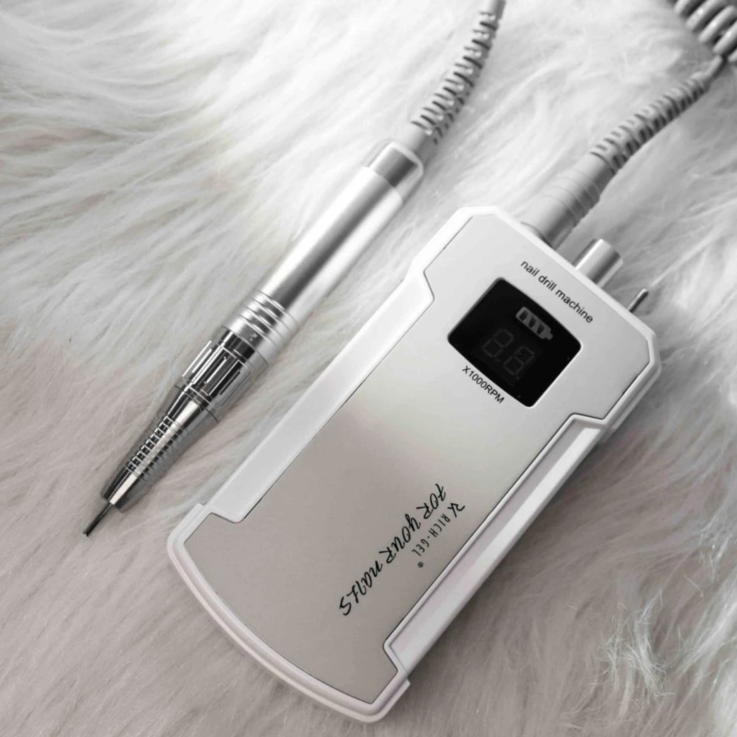 美甲打磨机打磨头电动充电式静音去死皮卸甲打磨机便携一体机白色