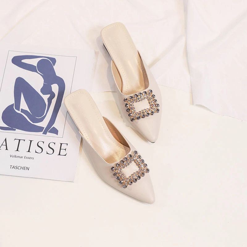 包头凉拖鞋女外穿2025年夏季新款懒人鞋中粗跟配裙小香风气质半拖