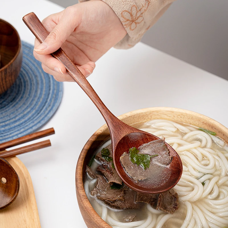 【粉丝专享】楠木盛汤大勺子木质汤匙大号调羹稀饭勺喝汤木勺