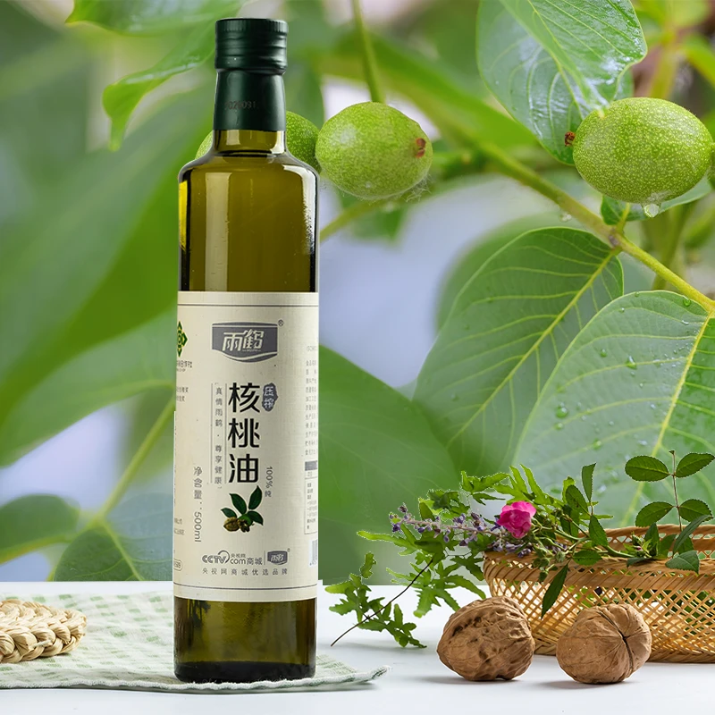 雨鹤纯老树核桃油500ml单瓶冷榨食用营养优质新鲜优选DHA亚麻酸