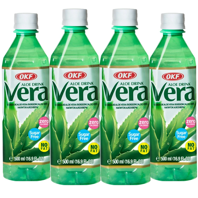 韩国进口OKF库拉索芦荟无糖饮料500ml/瓶原装进口饮品