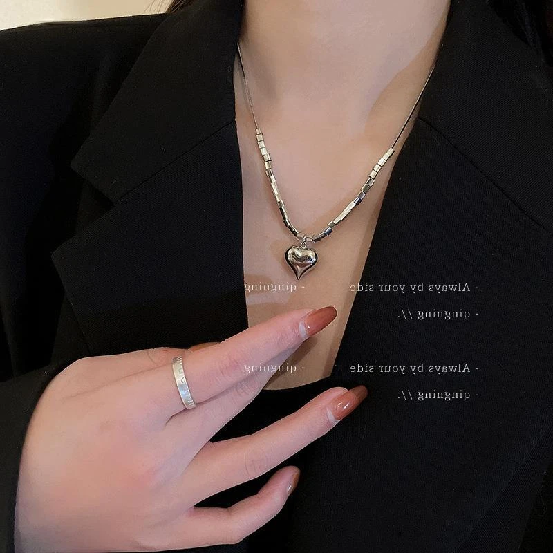 合金合成锆石项链 韩国气质简约爱心项链锁骨链项饰女