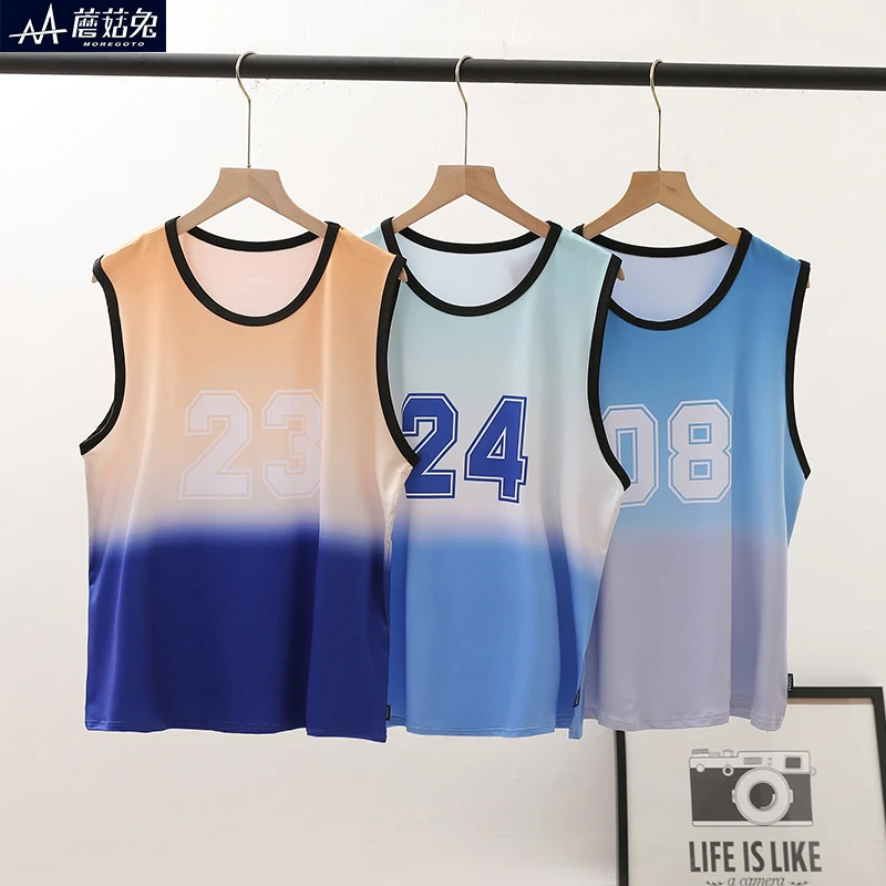 MOREGOTO/蘑菇兔男孩速干背心夏季篮球运动无袖T恤大码12-15岁