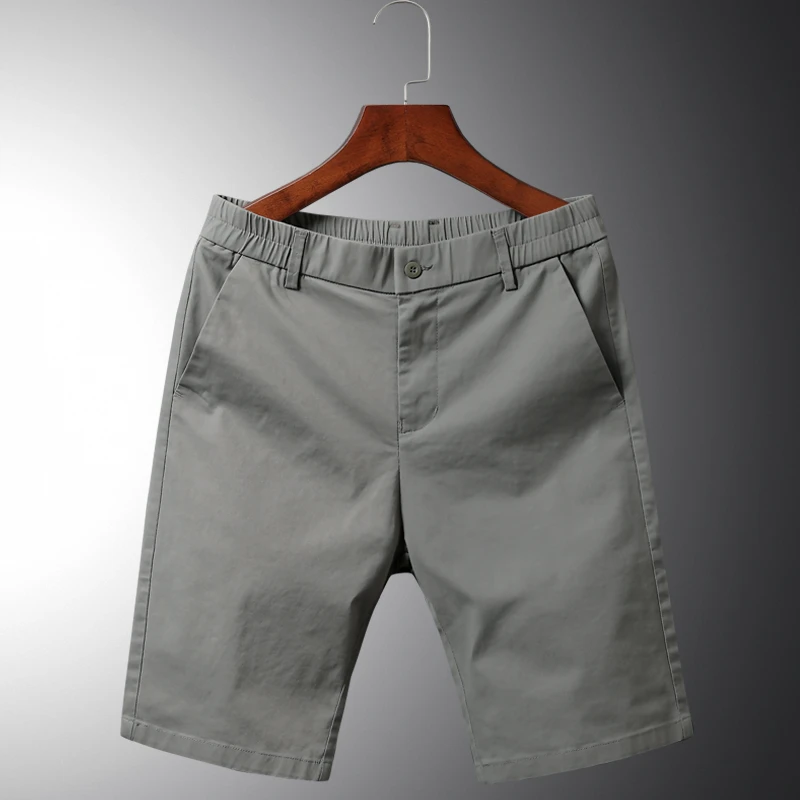 弹力休闲短裤男夏季薄款系皮带纯棉布修身裤子男士五分裤中裤潮流