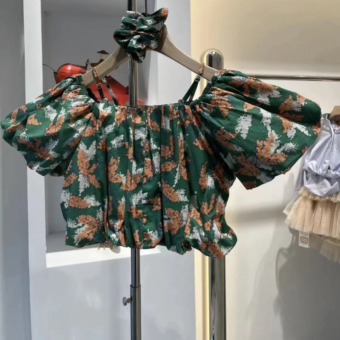 女童衬衣泡泡袖3909