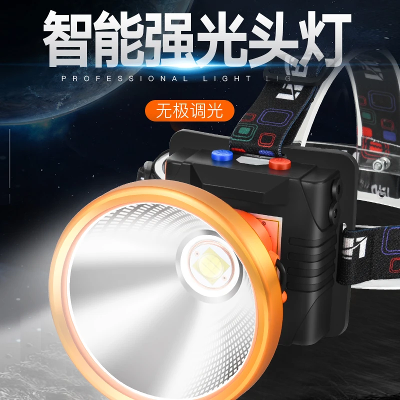 猎途感应九核LED头灯超亮可充电强光头戴式钓鱼野外夜钓黄光特亮