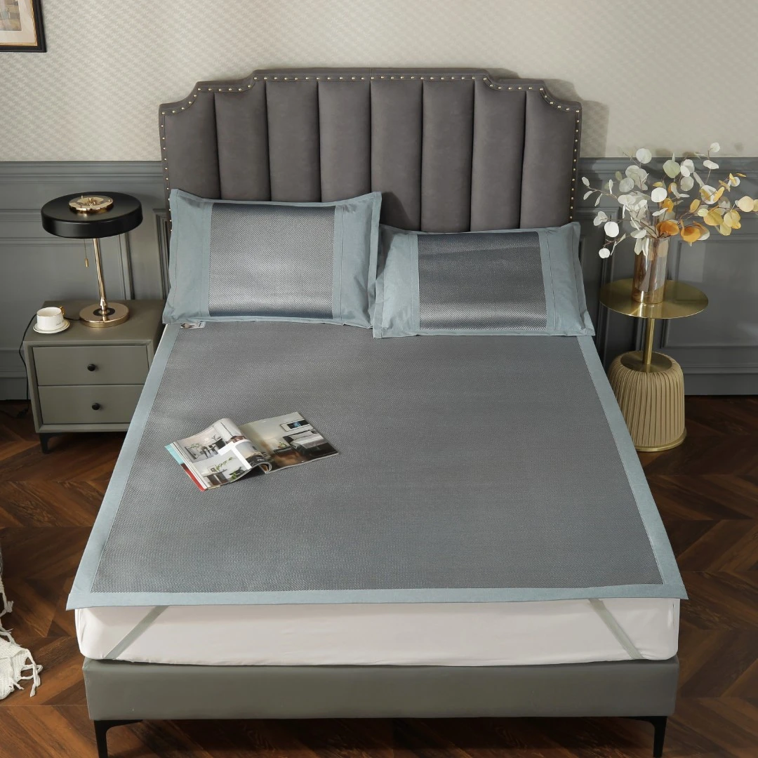 冰藤凉席1.8m床三件套夏季冰丝席可折叠双人1.5米软草席2.0藤席子