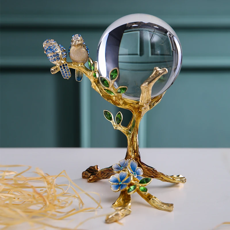 好运来轻奢珐琅彩摆件招财水晶球摆件电视柜转运球摆件高档