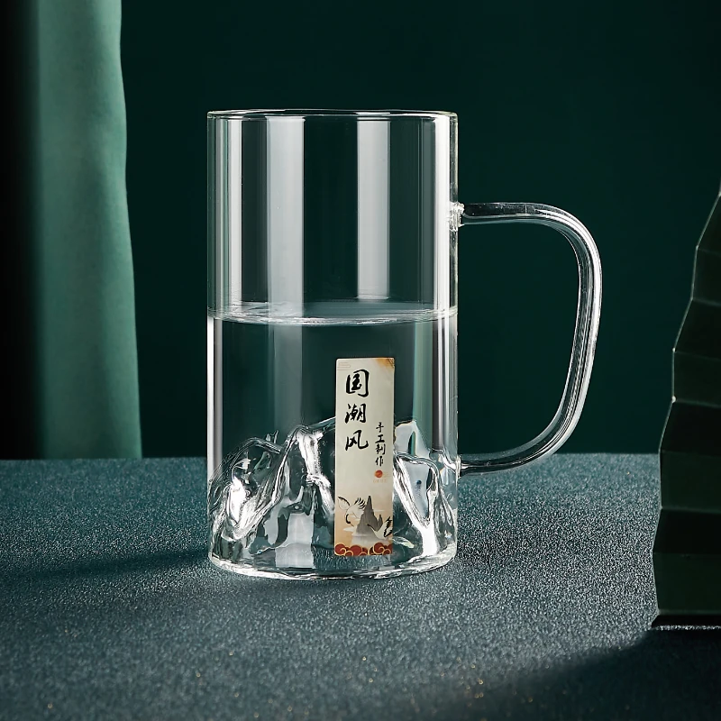 养生观山杯无色日常简约纯色手工国潮水杯茶杯玻璃水杯日式耐热