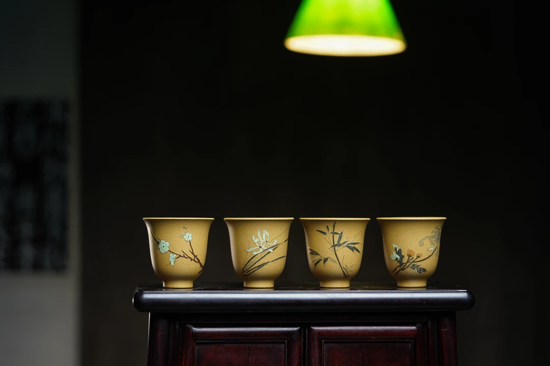 【知守.茶器】君子风.梅兰竹菊主人杯。周峰作品