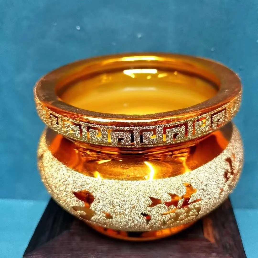 陶瓷沙金圆口香炉家居客厅玄关博古架酒柜摆件商铺公司开业礼品