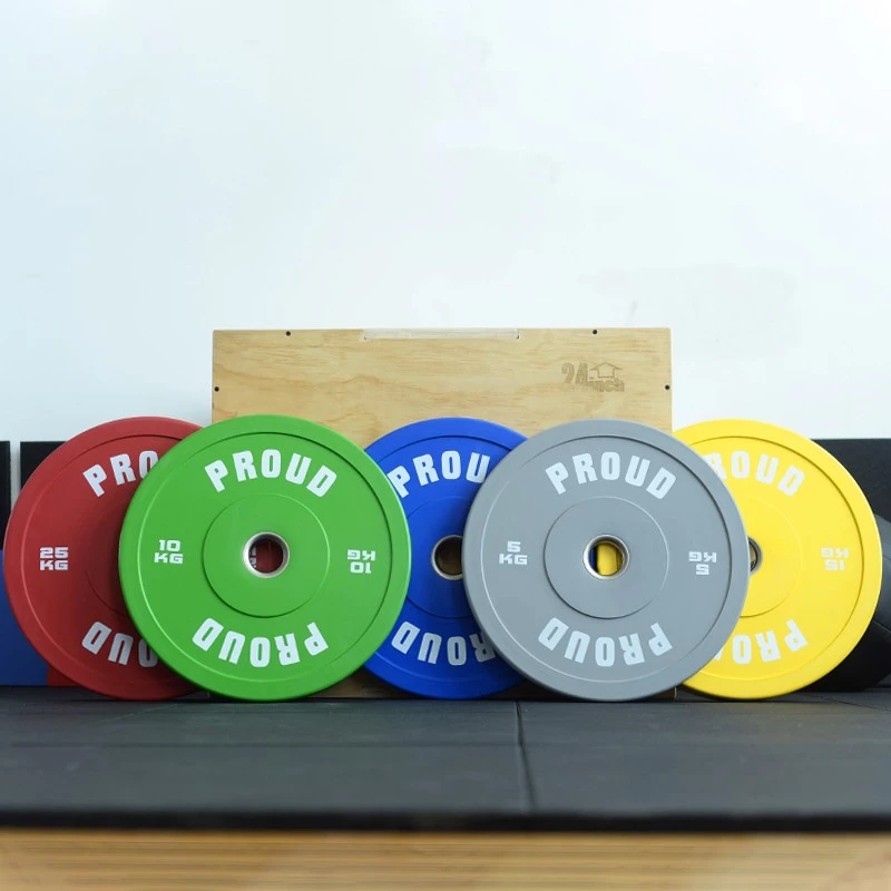 PROUD彩色全胶杠铃片包胶举重全胶片商用家用环保健身高弹奥杆