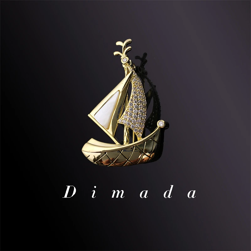 D.M.D/迪曼达 合金胸针 d41帆船胸针高档男士胸花别针个性西服