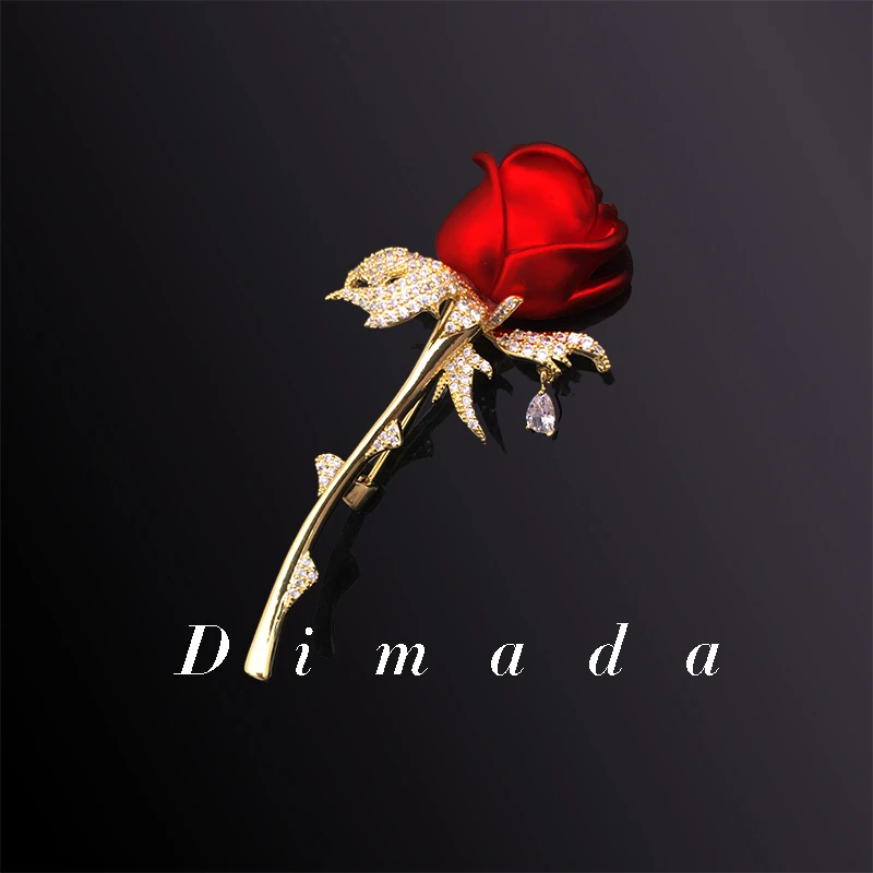 D.M.D/迪曼达 合金胸针 d251玫瑰花朵胸针高档女红色简约优雅配饰